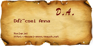 Décsei Anna névjegykártya