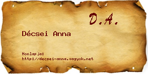 Décsei Anna névjegykártya