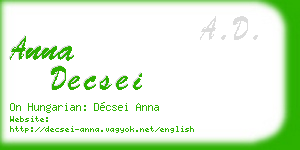 anna decsei business card
