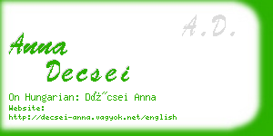 anna decsei business card
